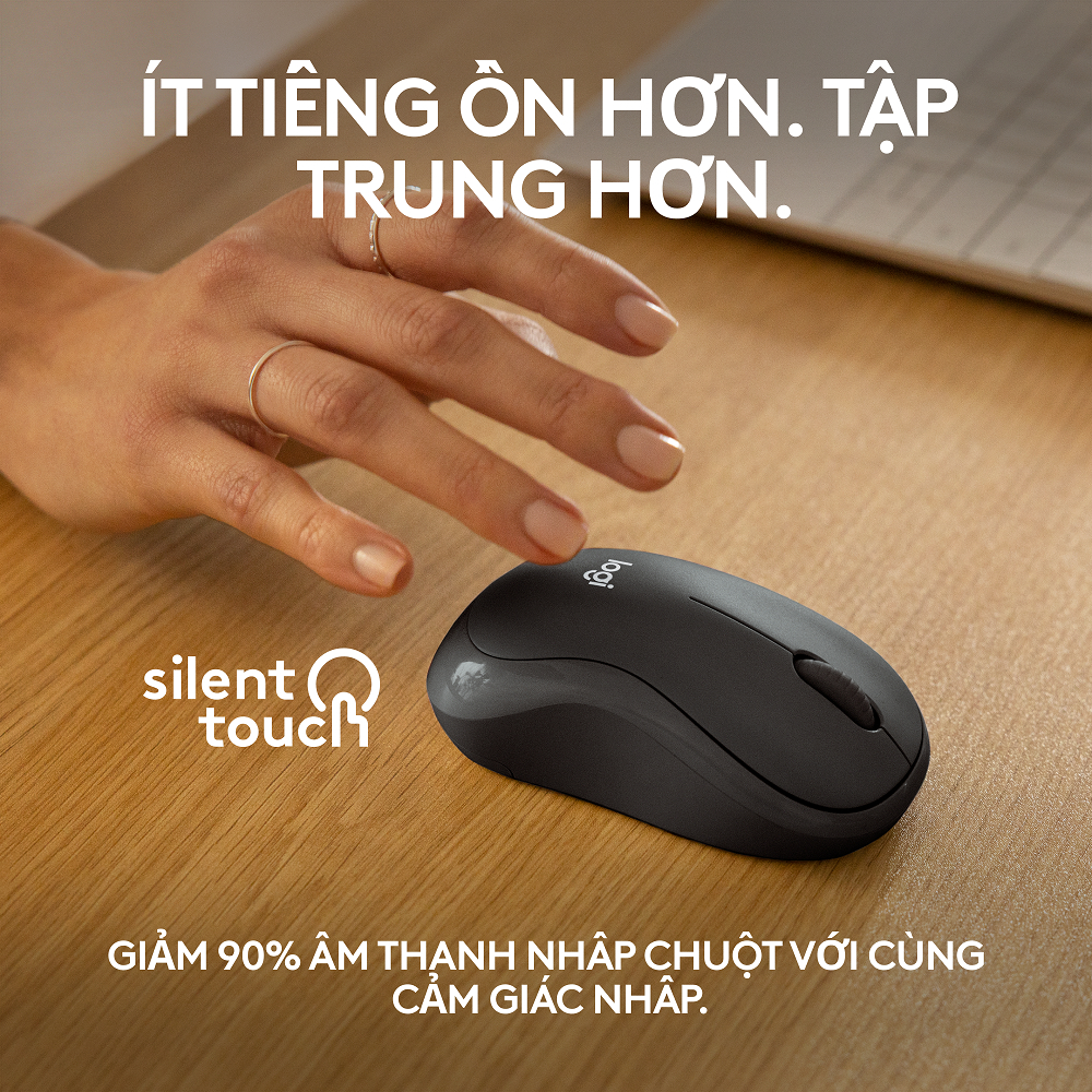Chuột không dây Bluetooth Logitech M240 giảm tiếng ồn - Đen/Hồng/Trắng
