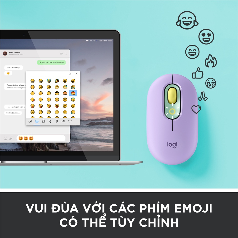 Chuột không dây Bluetooth Logitech POP with Emoji