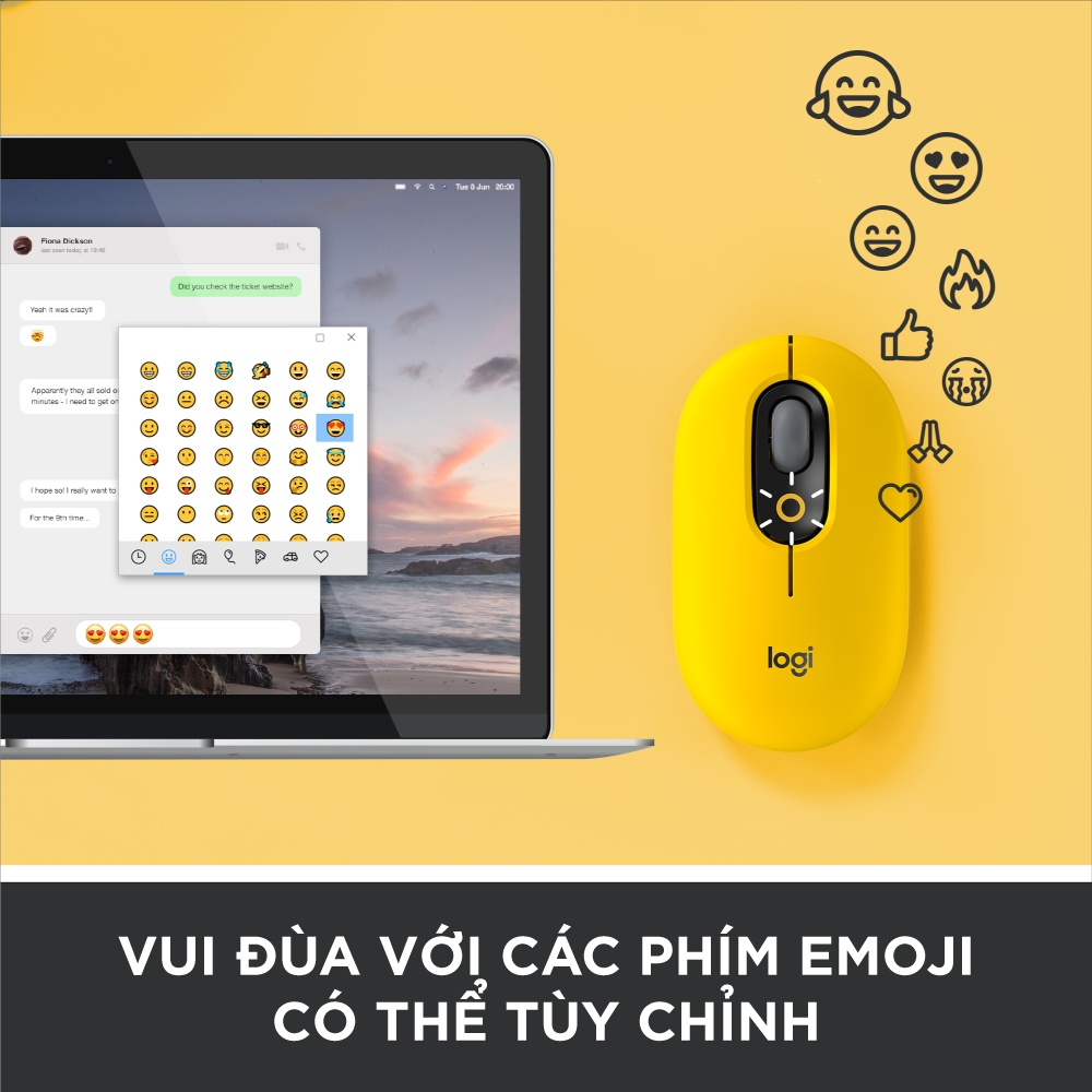 Chuột không dây Bluetooth Logitech POP with Emoji