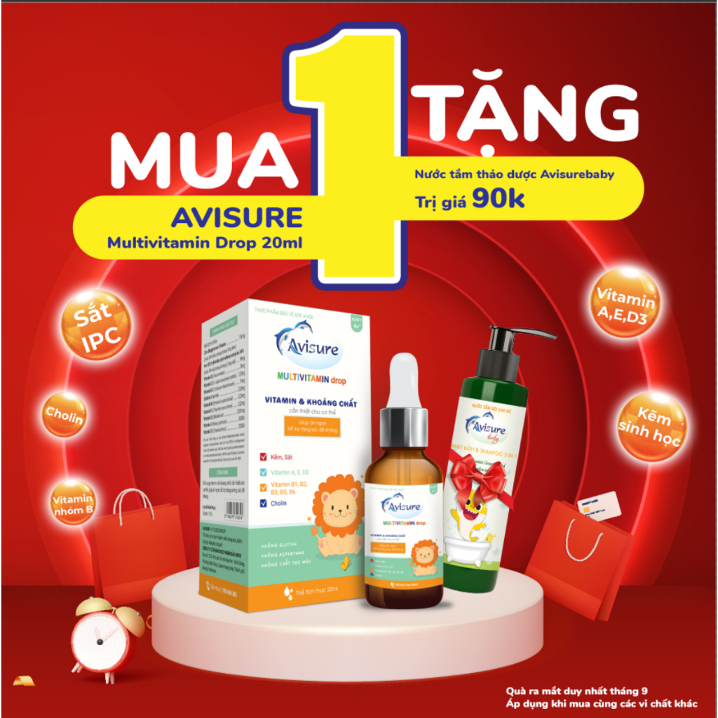 MUA 1 TẶNG 1 - Avisure multivitamin bổ sung vitamin và khoáng chất thiếu yếu cho bé