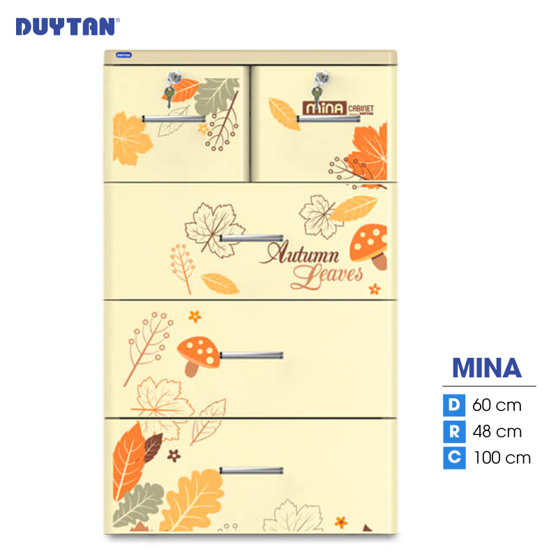 Tủ nhựa DUY TÂN Mina 4 tầng 5 ngăn (60 x 48 x 100 cm) - 42252 - Giao màu ngẫu nhiên