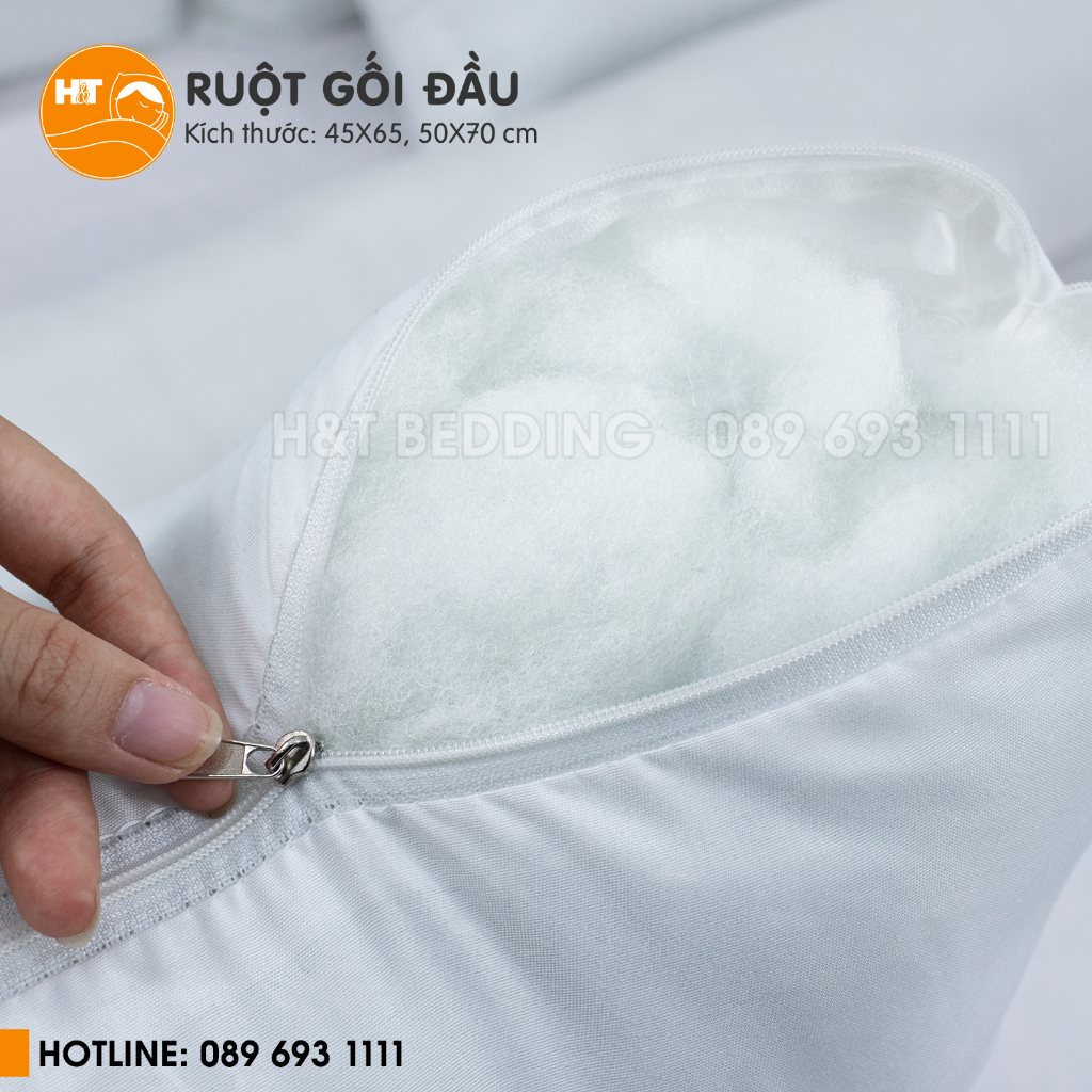 Ruột gối nằm kích thước 45*65 và 50*70, bông gòn tự nhiên mang lại cảm giác dễ chịu, thoải mái cho giấc ngủ của bạn.