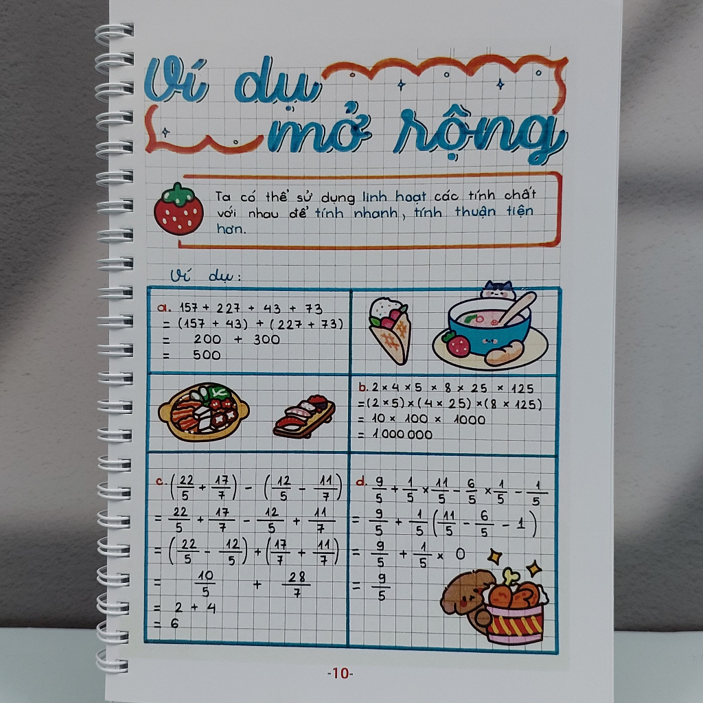 Sổ takenote toán lớp 4 tổng hợp kiến thức trang trí sticker dễ thương