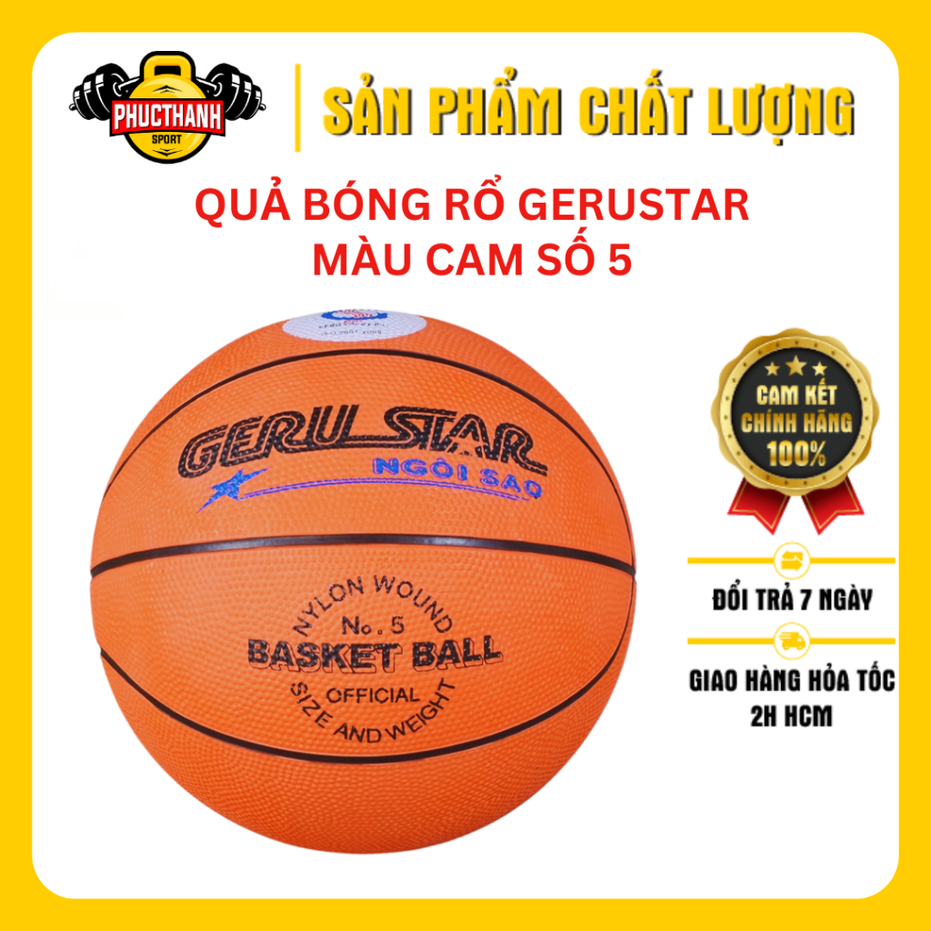 Bóng rổ cao su Gerustar màu cam Số 5