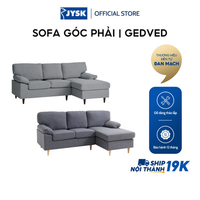 Sofa góc phải | JYSK Gedved | Polyester/ chân gỗ | xám/ xám nhạt | R209xS84/141xC85cm