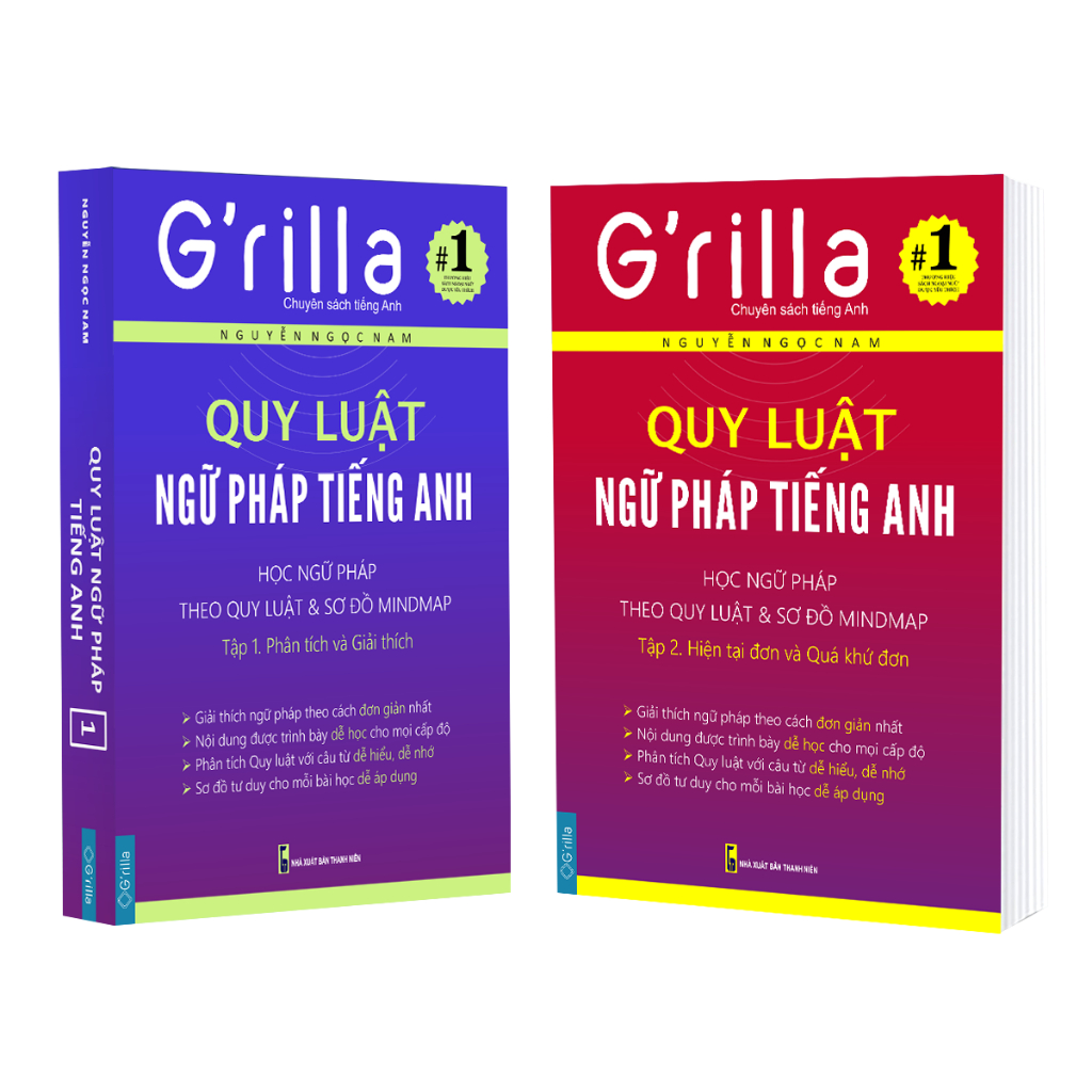 Sách - Combo Quy luật ngữ pháp tiếng Anh Grilla Tập 1 và 2, kèm quà tặng