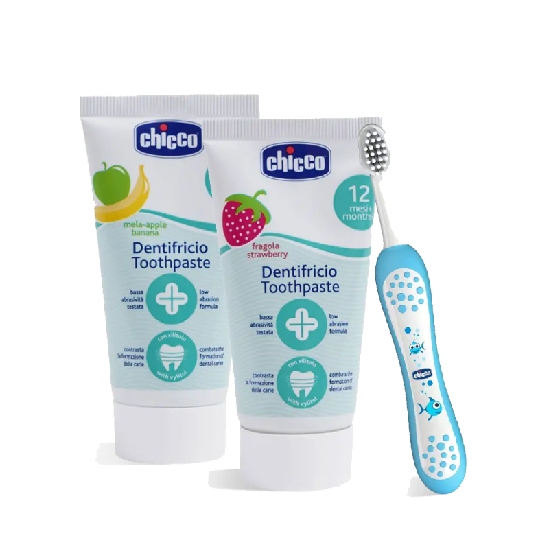 Kem đánh răng Chicco cho bé vị chuối, dâu 12m+