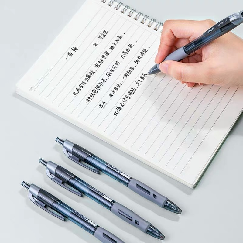 Bút Gel Nước Deli S08 Viết Trơn Có Cao Su Cầm Không Mỏi Tay 3 Màu Xanh Dương Xanh Lá Đỏ Đen Viết Học Sinh Sinh Viên