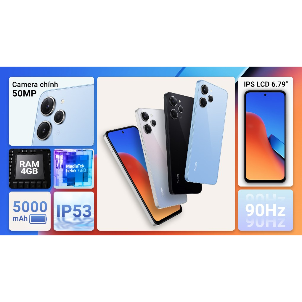 Điện thoại Xiaomi Redmi 12 RAM 4GB/128GB mới nguyên hộp - Hàng chính hãng