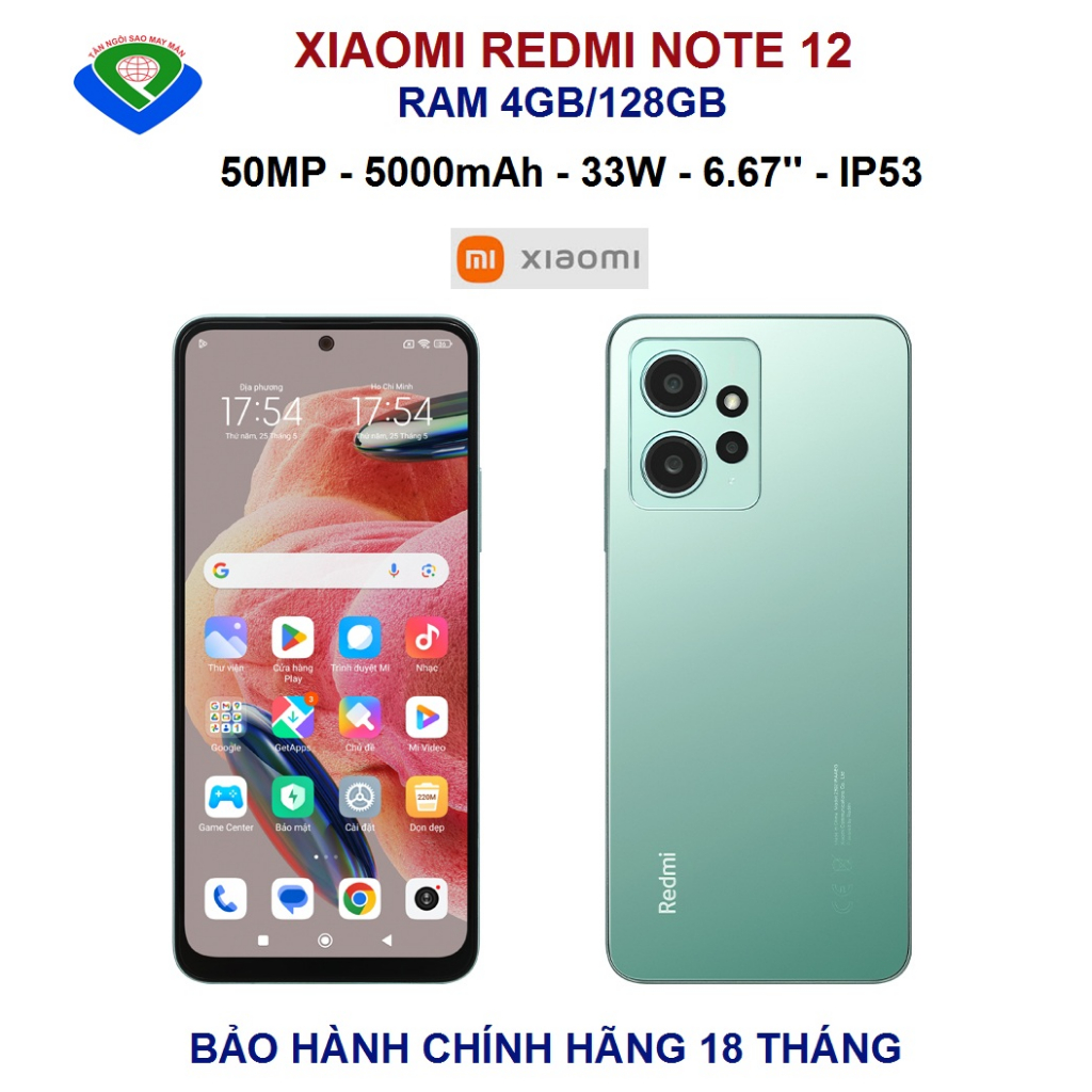 Điện thoại Xiaomi Redmi Note 12 RAM 4G/128G mới nguyên hộp - Hàng chính hãng