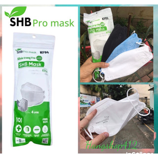 Túi 10 chiếc Khẩu trang kf94 SHB pro mask chính hãng, khẩu trang cá 4d mask 4 lớp kháng khuẩn