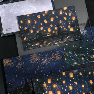 Postcard thiếu nữ dạ quang ảnh cổ trang phụ kiện trang trí sổ xinh xắn