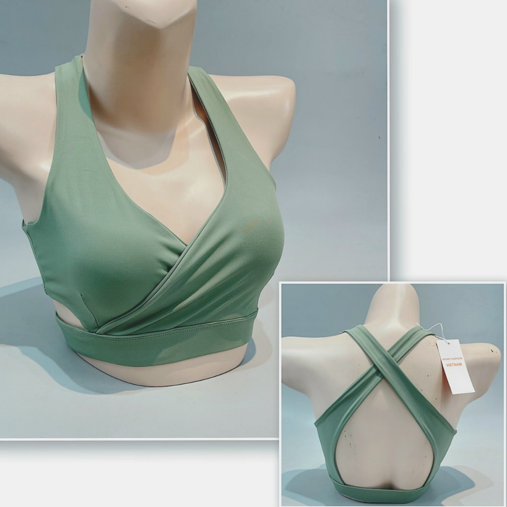 Bra cut eo đắp chéo kèm mút tập gym, yoga chất vải thấm hút mồ hôi - Yoga An Viên