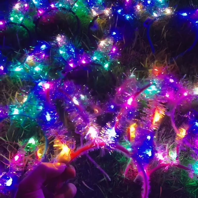 Bờm tóc tai thỏ đèn LED - Phụ kiện đáng yêu và sáng tạo cho Trung thu. Làm mới diện mạo và thu hút mọi ánh nhìn