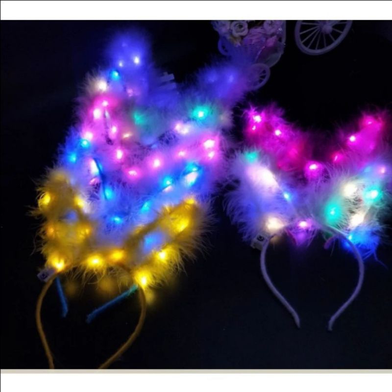 Bờm tóc tai thỏ đèn LED - Phụ kiện đáng yêu và sáng tạo cho Trung thu. Làm mới diện mạo và thu hút mọi ánh nhìn