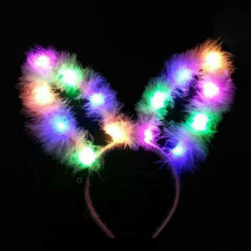 Bờm tóc tai thỏ đèn LED - Phụ kiện đáng yêu và sáng tạo cho Trung thu. Làm mới diện mạo và thu hút mọi ánh nhìn