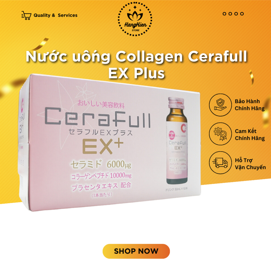 Nước uống Collagen Cerafull EX Plus CAO CẤP chứa 10.000mg collagen và 6000ug ceramide giúp đẹp da, giảm lão hóa Nhật Bản