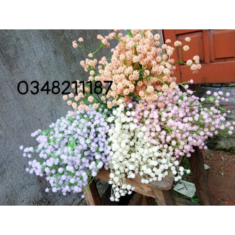 Hoa giả - cành hoa baby giả cành dài 70 cm, cắm hoa để bàn- trang trí nhà cửa