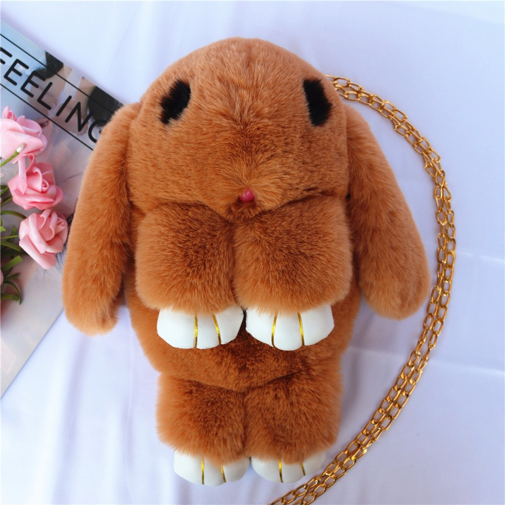 Túi Đeo Chéo Vai Hình Thỏ Bông, Cừu Bông, Lông Mềm Mịn, Dễ Thương Phong Cách Hàn Quốc Dành Cho Bé Gái, Bạn Nữ