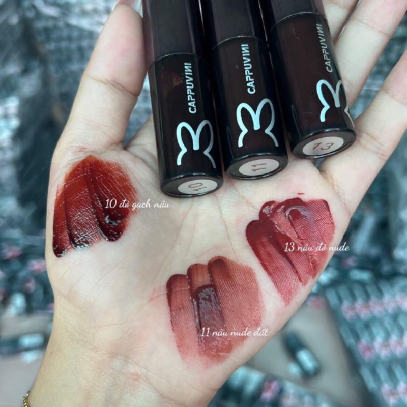 Son CAPUVINI Thỏ Đen Màu 10 Hot Chất Son Tint Bóng Lì