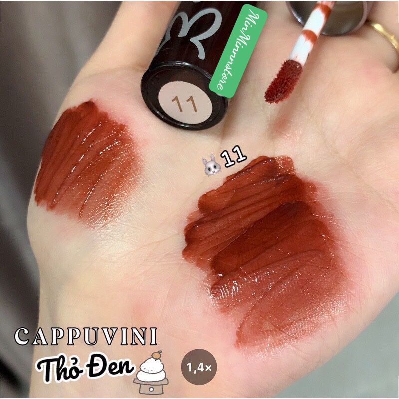 Son CAPUVINI Thỏ Đen Màu 10 Hot Chất Son Tint Bóng Lì