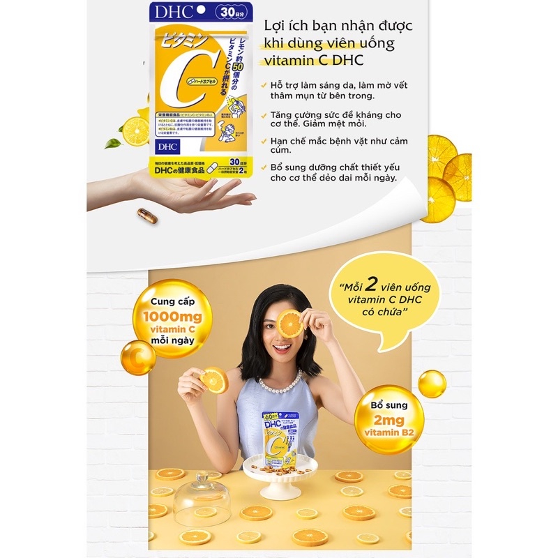 Viên uống DHC Bổ sung Vitamin C Nhật Bản Gói 60 Viên Dùng 30 Ngày