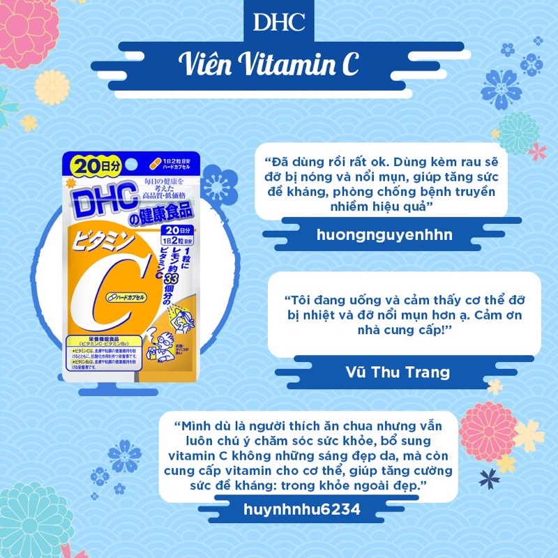Viên uống DHC Bổ sung Vitamin C Nhật Bản Gói 60 Viên Dùng 30 Ngày