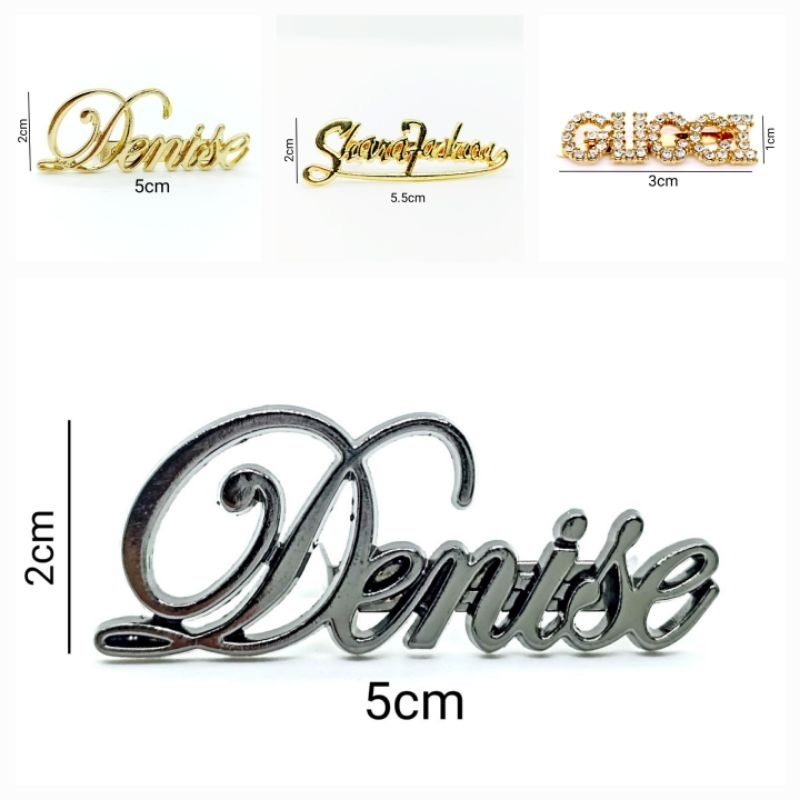 Mác chữ kim loại trang trí túi ví