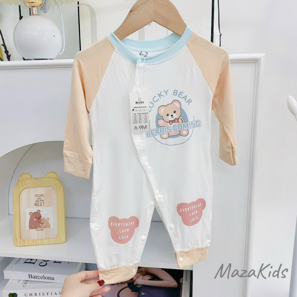 Body dài tay thun lạnh hình gấu Bear cho bé