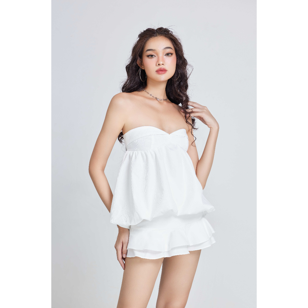 Set Áo Kiểu Nữ Cúp Ngực Dáng Bí Babydoll Phối Chân Váy (bán lẻ) - Ceci Set - GOÛT DE JUN