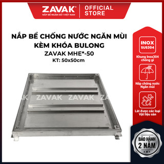 Nắp bể ngầm inox 50x50cm zavak mhe*-50 nắp bể nước âm sàn, nắp hố ga ngăn mùi hôi. inox 304. lát gạch 3cm