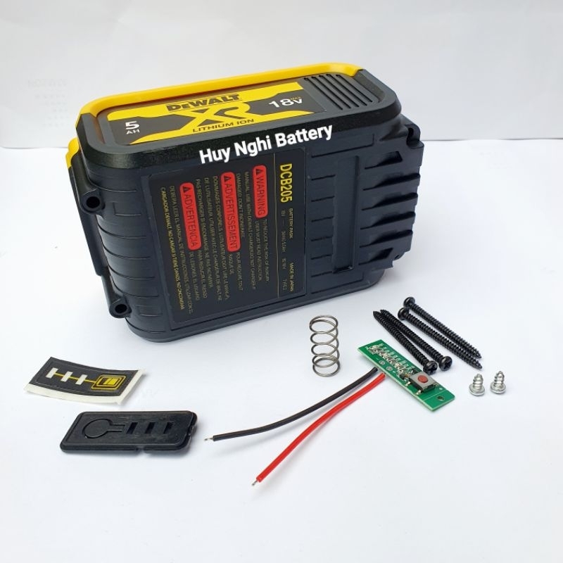 Vỏ Pin Dewalt Tàu Chân Ngắn  - Đóng Được 10 Cell 18650 - Có Led Báo Pin