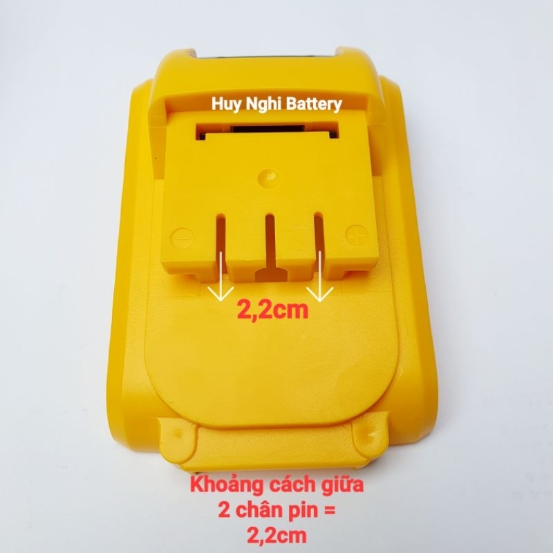 Vỏ Pin Dewalt Tàu Chân Ngắn  - Đóng Được 10 Cell 18650 - Có Led Báo Pin