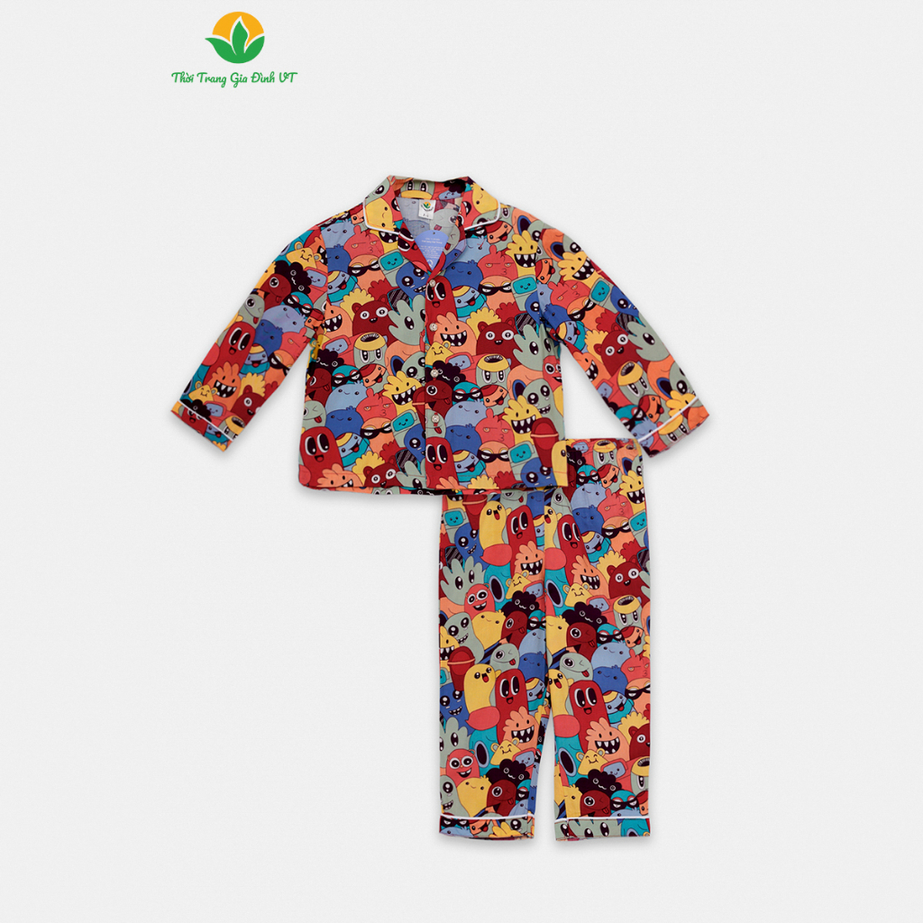 Bộ cotton trẻ em quần dài áo dài tay Pijama thời trang Việt Thắng - B70.2316