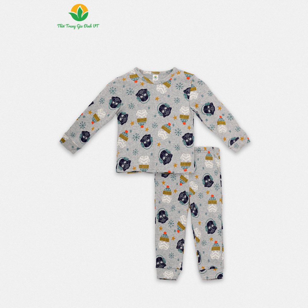 Bộ đồ mặc nhà bé trai chất Cotton dệt kim thời trang gia đình Việt Thắng, quần áo, dài tay B70.2325