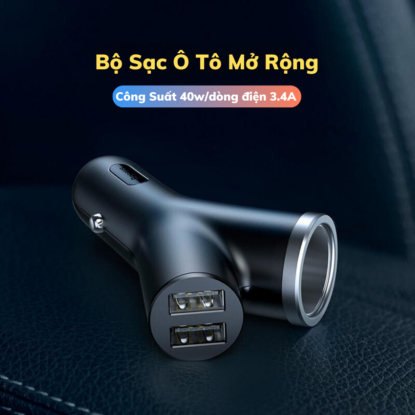 Củ Sạc Trên Ô Tô CCALL-YX 3 Trong 1 Có 2 Cổng USB Sạc Cho Điện Thoại Và 1 Cổng Tẩu 12V/24v Sạc 3 Thiết Bị Cùng Lúc- BoGi | BigBuy360 - bigbuy360.vn