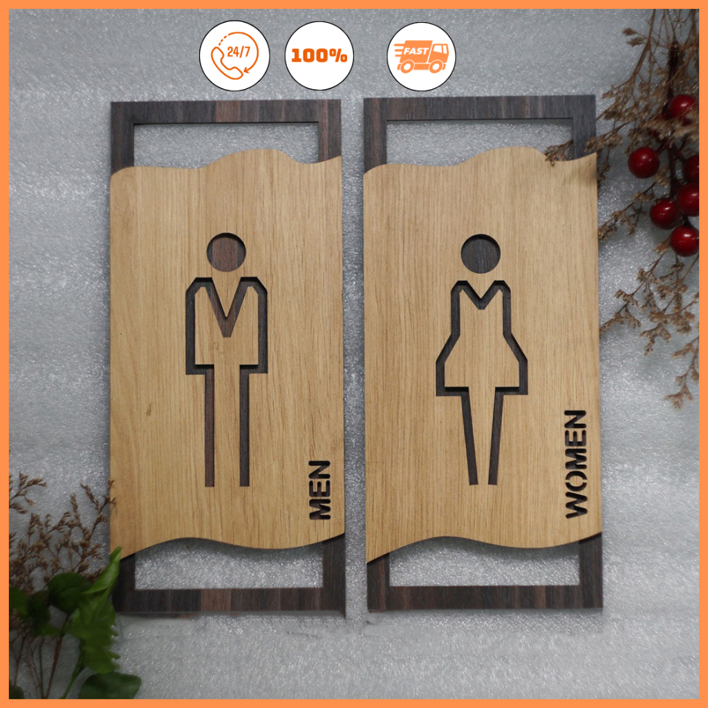 BẢNG GỖ DECOR Toilet " MEN - WOMEN" - Decor cho Khách Sạn - Nhà Hàng -Văn Phòng