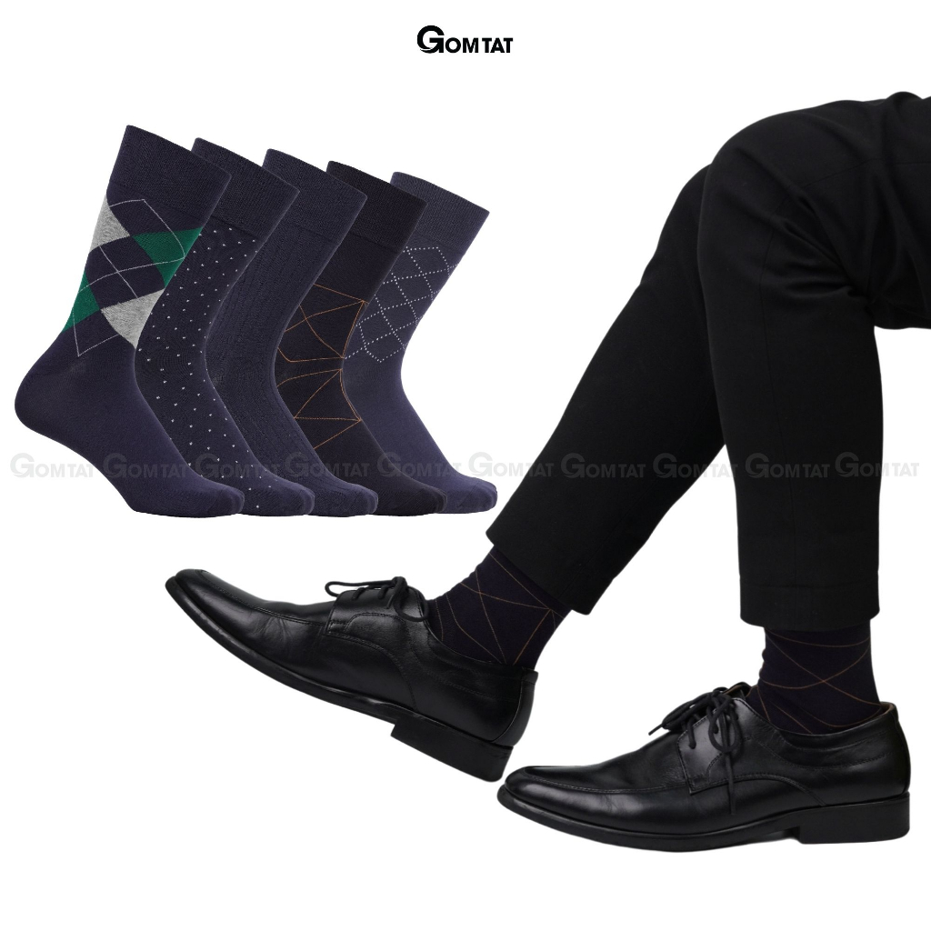 Hộp 5 đôi tất giày tây nam công sở GOMTAT mẫu MIX16, chất liệu cotton mềm mại, hút ẩm thoáng khí - GOM-MIX16-CB5