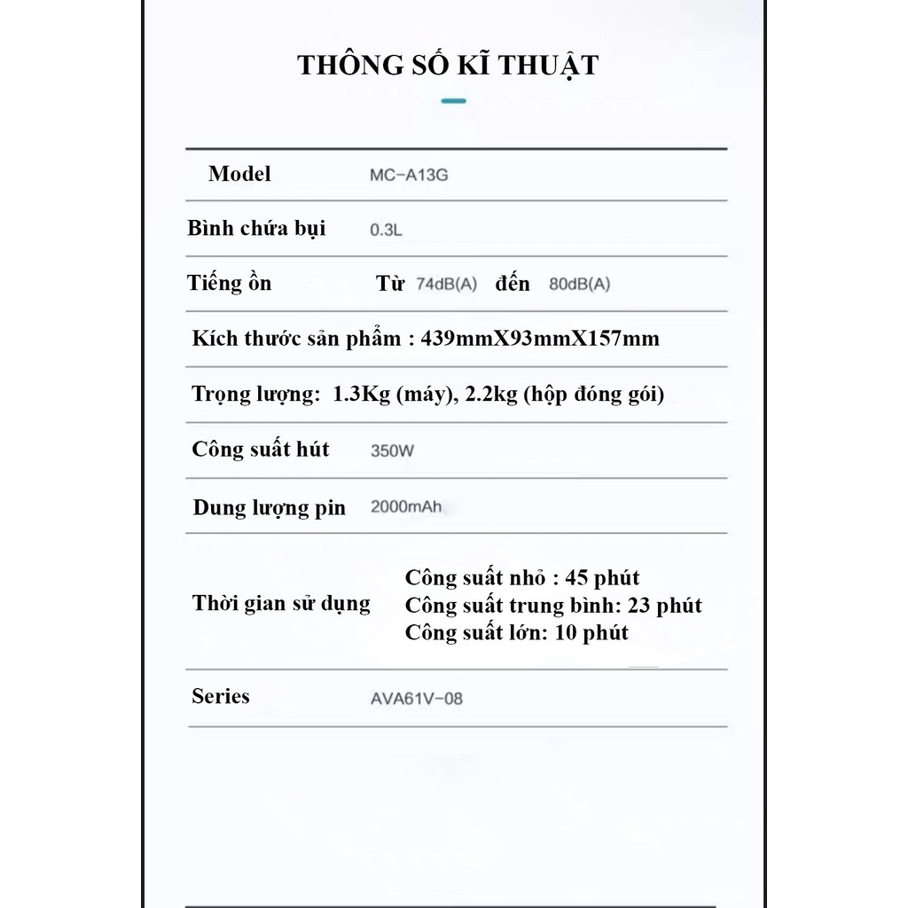 MÁY HÚT BỤI LAU NHÀ PANASONIC MC-A13G ,BẢO HÀNH 12 THÁNG