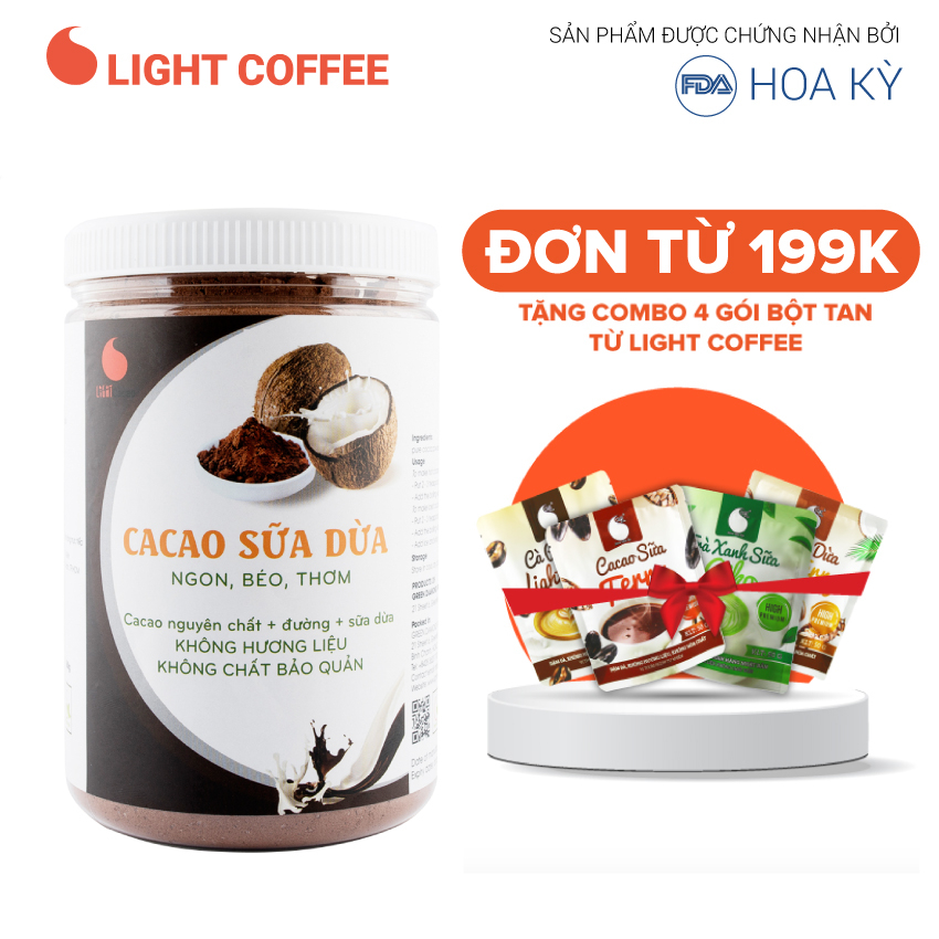 Cacao sữa dừa 3in1 thơm ngon, dạng hũ dễ bảo quản Light Coffee - 550g