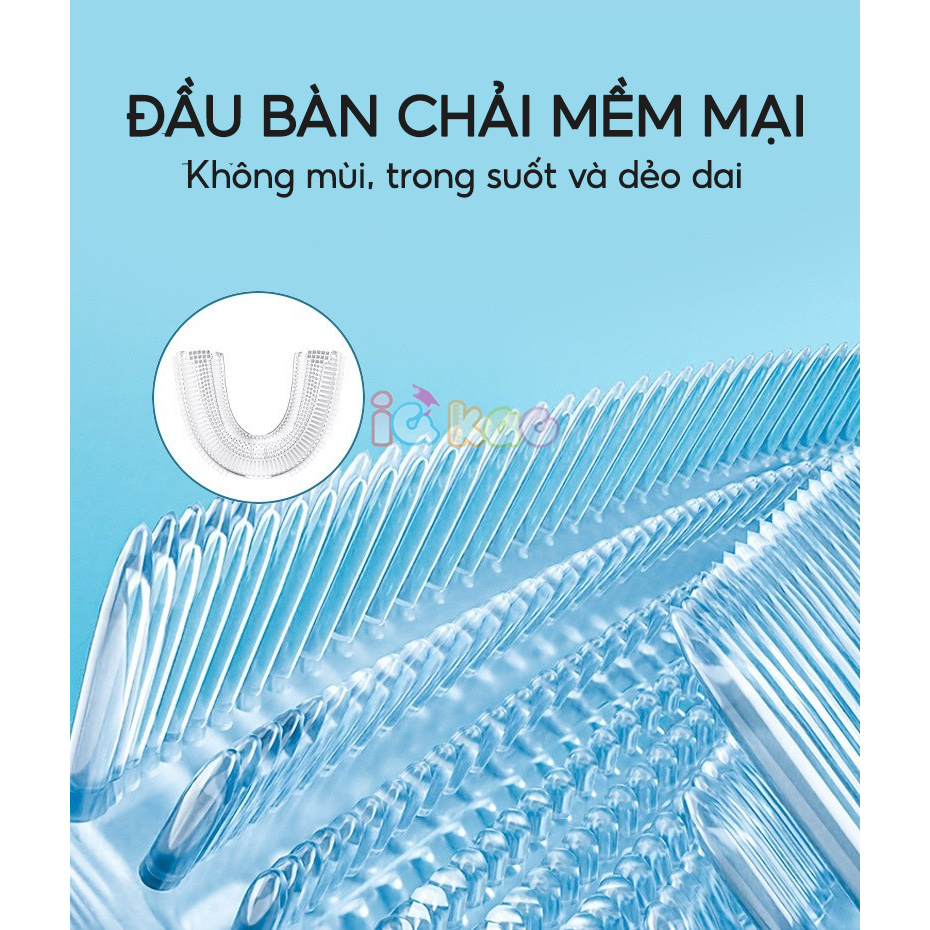 Bàn chải đánh răng U silicone mềm mại sạch sâu bên trong, thiết kế tay cầm tiện lợi cho bé 2-6 tuổi IQ Kao