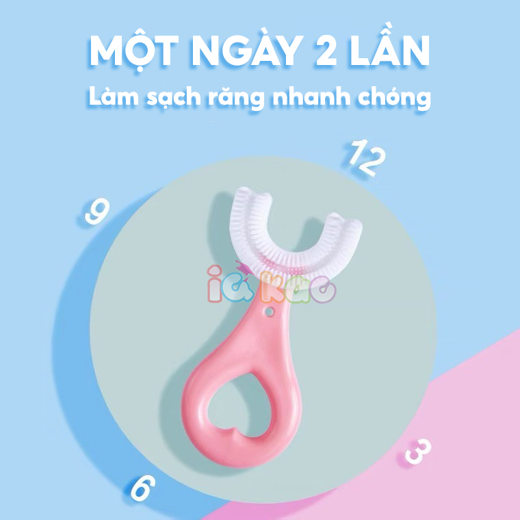 Bàn chải đánh răng U silicone mềm mại sạch sâu bên trong, thiết kế tay cầm tiện lợi cho bé 2-6 tuổi IQ Kao