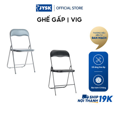 Ghế gấp | JYSK Vig | kim loại/polyester | xám/đen | R44xS45xC81cm