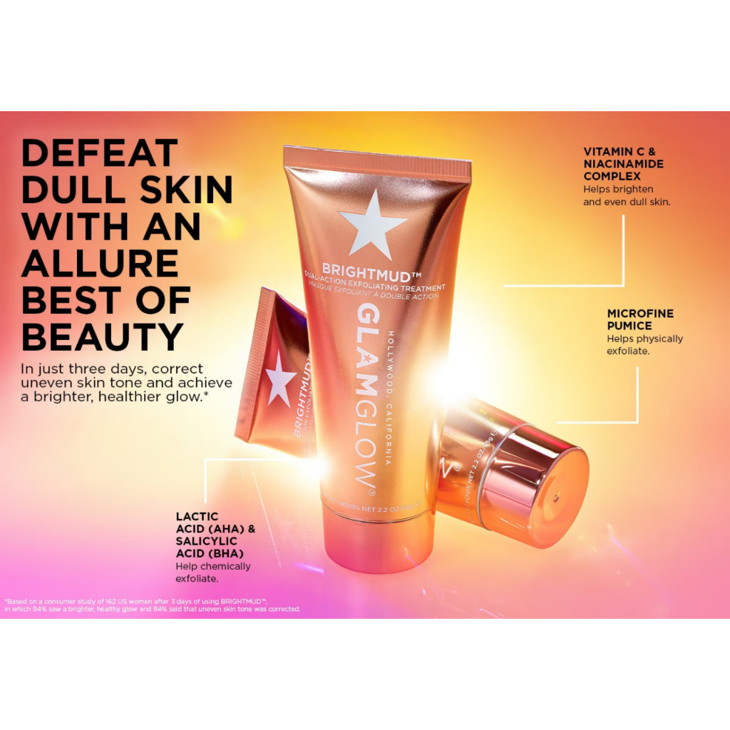 GLAMGLOW mặt nạ mask $30 sáng da + tẩy da chết BRIGHTMUD™ DUAL-ACTION EXFOLIATING TREATMENT