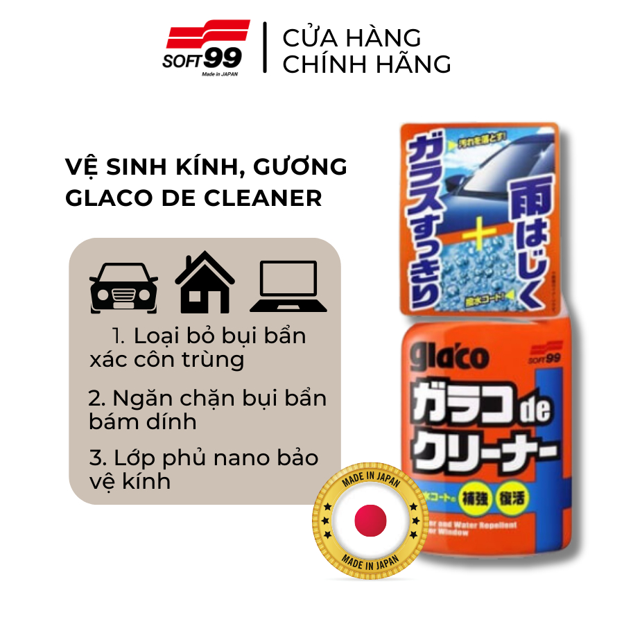 Bình Xịt Vệ Sinh Và Phủ Nano Bảo Vệ Kính Xe Ôtô Glaco De Cleaner G-36 SOFT99 400ml