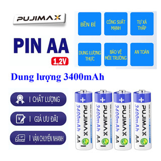 Hộp 4 Pin Sạc AA 3400 mAh Fujimax / Pin Tiểu Sạc Nhiều Lần Dung Lượng Cao | Hàng Chính Hãng