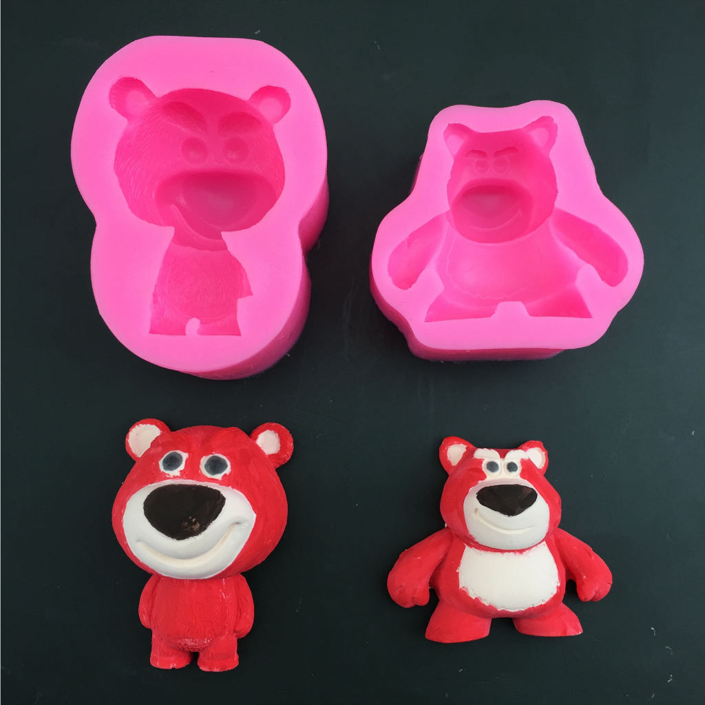 Khuôn gấu dâu khuôn silicon gấu dâu gấu lotso hồng làm thạch rau câu pudding bánh hoạt hình dễ thương