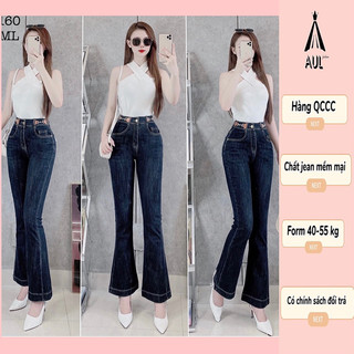 Quần jean nữ ống loe trơn basic phối đai kiểu hot cao cấp ( chất lượng y hình )