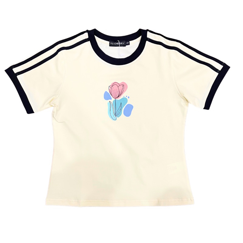 YU CHERRY | Áo thun Baby Tee nữ cotton 4 chiều tay ngắn Tulips Babytee YP009