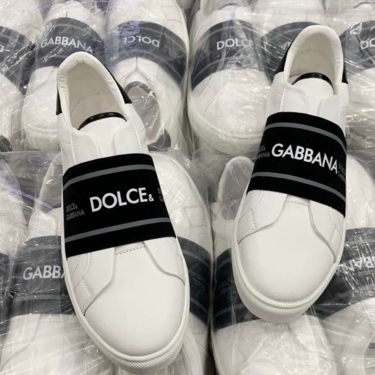 Giày Slipon Lười Dolce Da Phối Vạch Chun Chữ Dập Nổi Hót Trell 2023